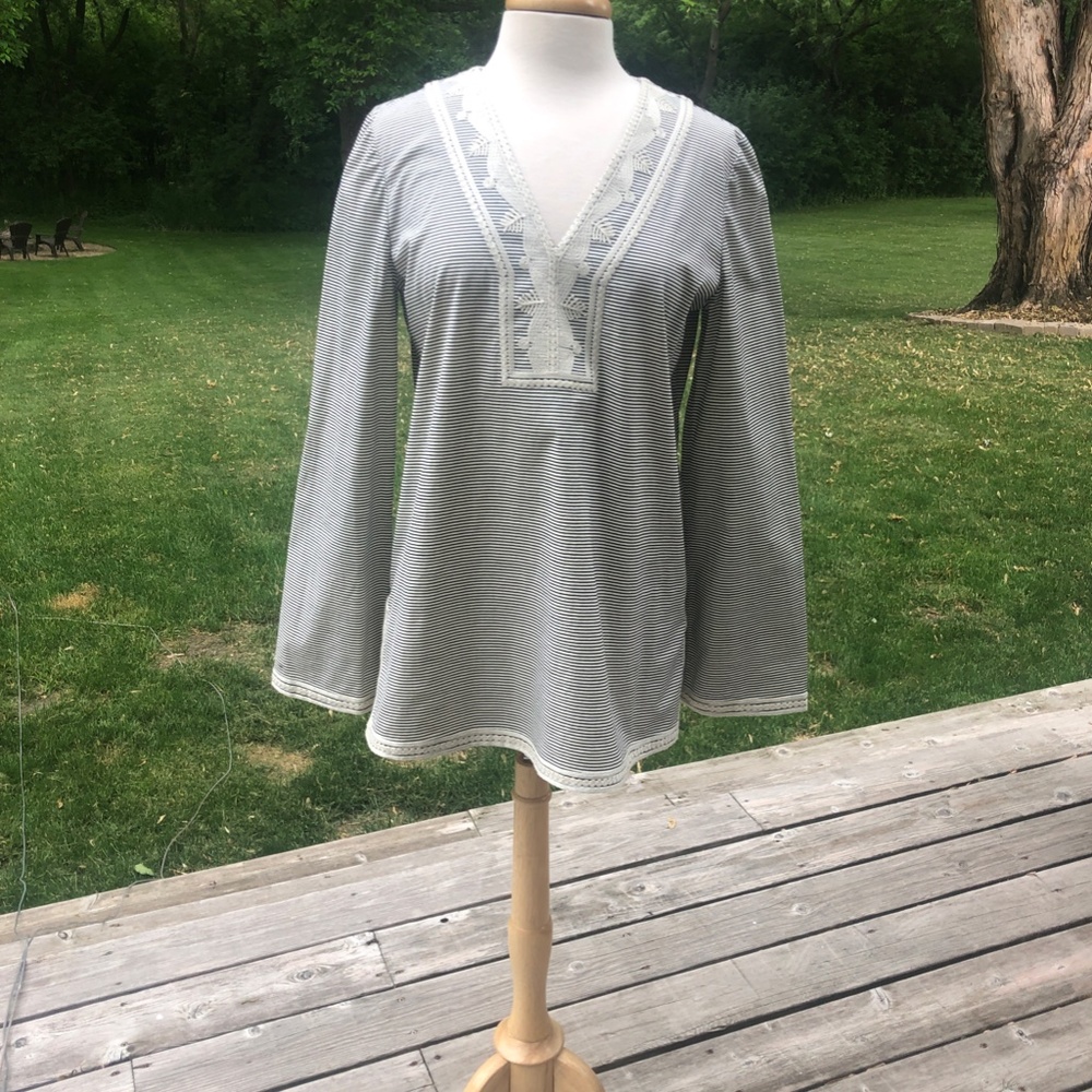 Tory Burch Striped Navy Tunic Size 10
